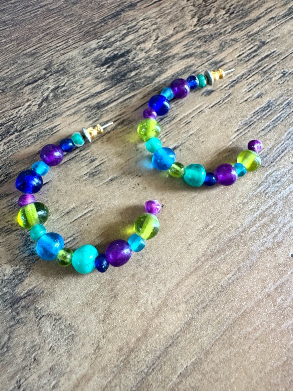 Colorful Beaded Hoop Earrings for Kids - Multicolor